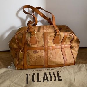 Alviero Martini 1A Classe Map Bag Tan Camel